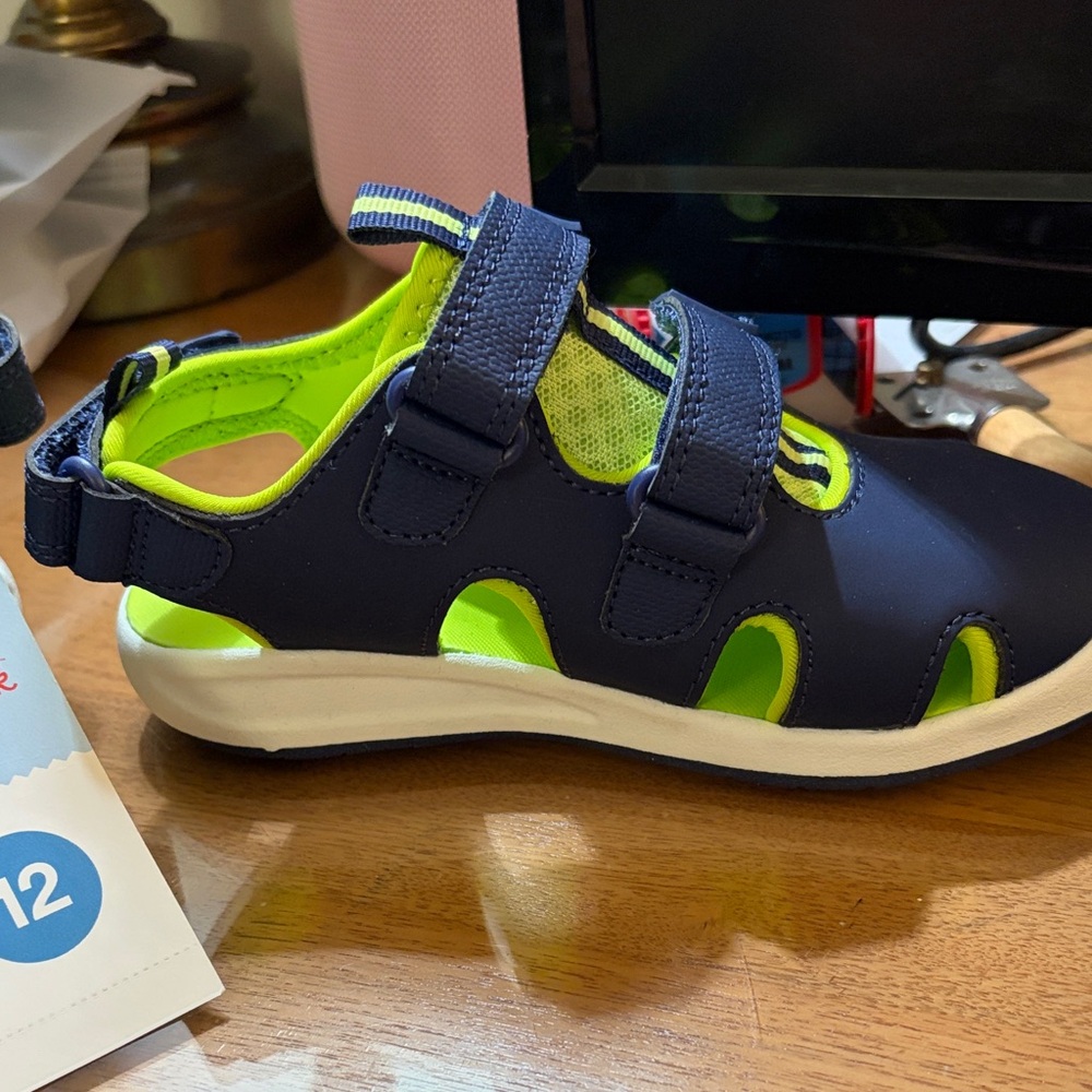 Cat & Jack Navy and Neon Green Kids Sport Sandals